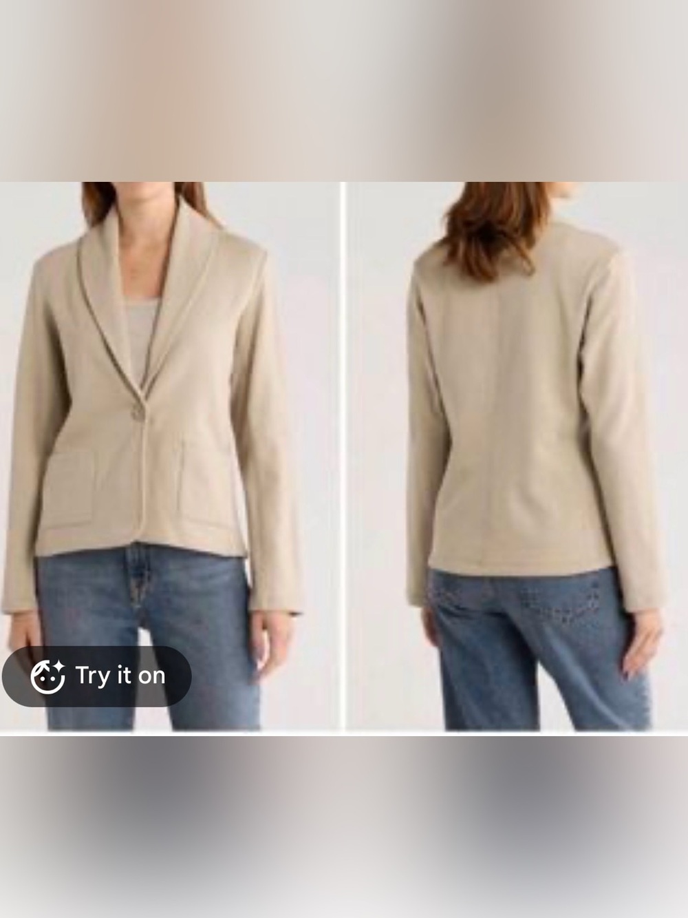 James Perse $190 Tailored Shawl Collar Women's Jacket in Beige